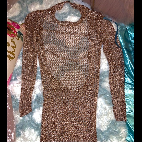 Sheer Metallic•Copper Maxi Dress✨New & Never Worn - Picture 4 of 5